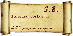 Styaszny Borbála névjegykártya